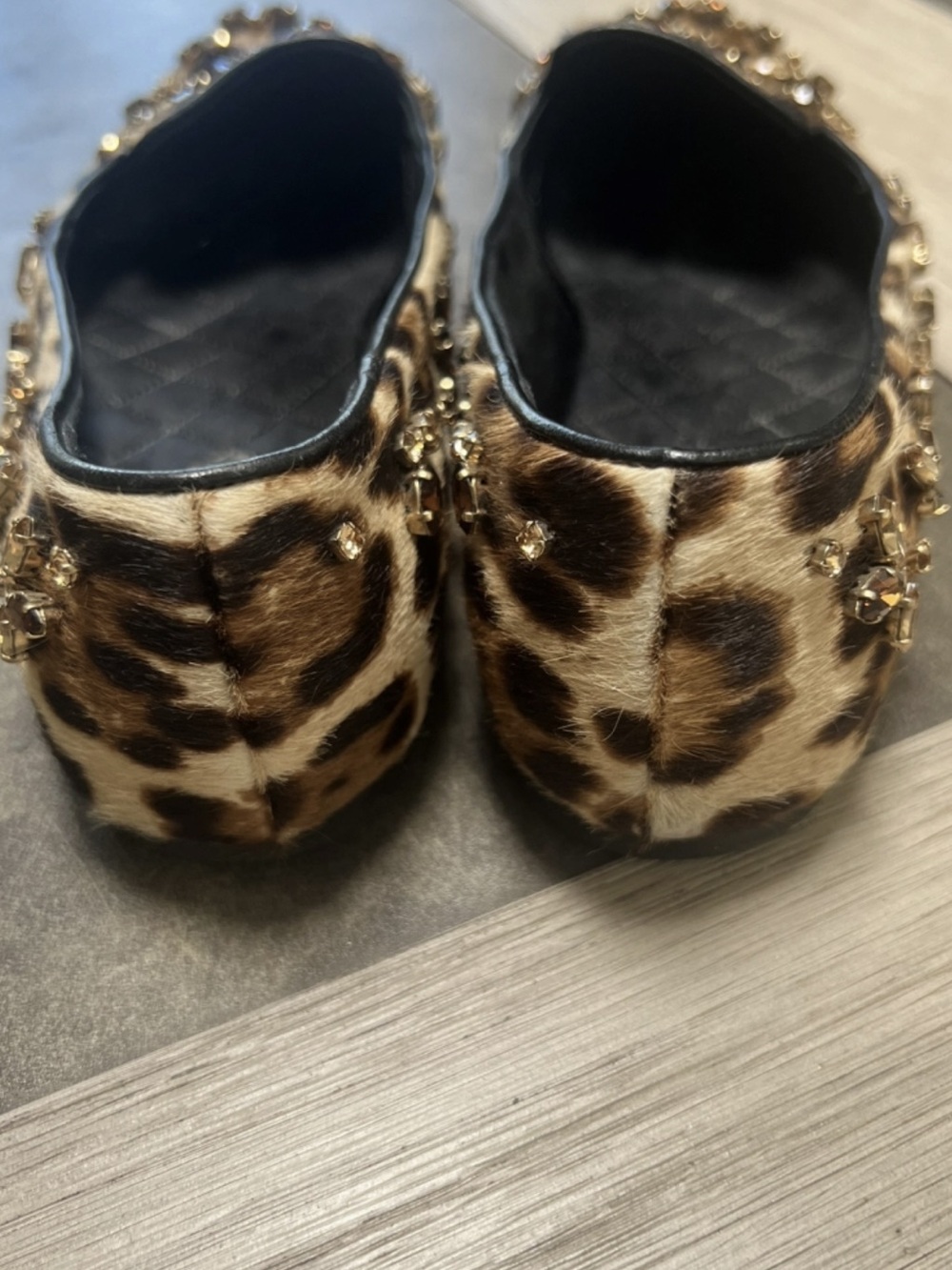 Dolce & Gabbana Leopard Print Jeweled Flats - Brown, Black, Gold - Picture 3 of 9